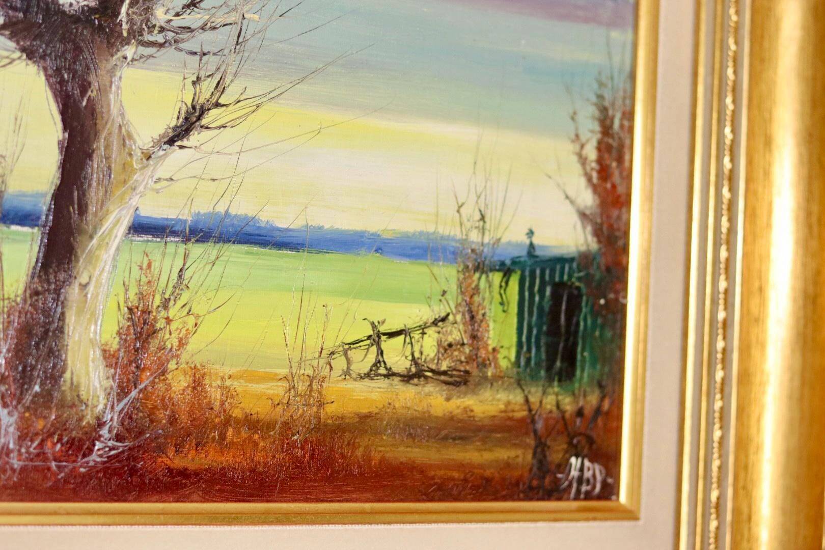 Original Swedish Mid-Century Oil on Panel" Nature" by Harry Petersen - Vintage and Framed
