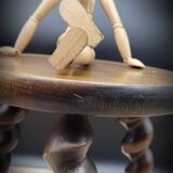 Turned wood tripod stool