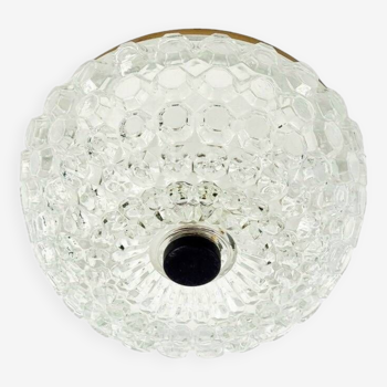Plafonnier/plafonnier mid-century en verre bullé de limburg, allemagne, 1960s