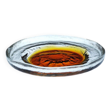 Brutalist art glass plate by Pentti Santalahti, 1970s