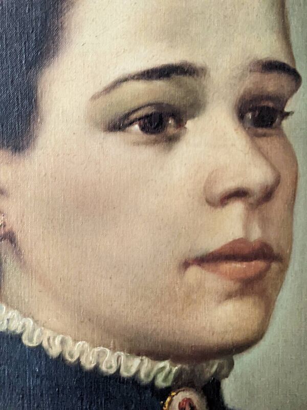 Huile sur toile portrait ancien cadre en bois doré