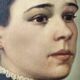 Oil on canvas portrait in an antique gilded wooden frame.