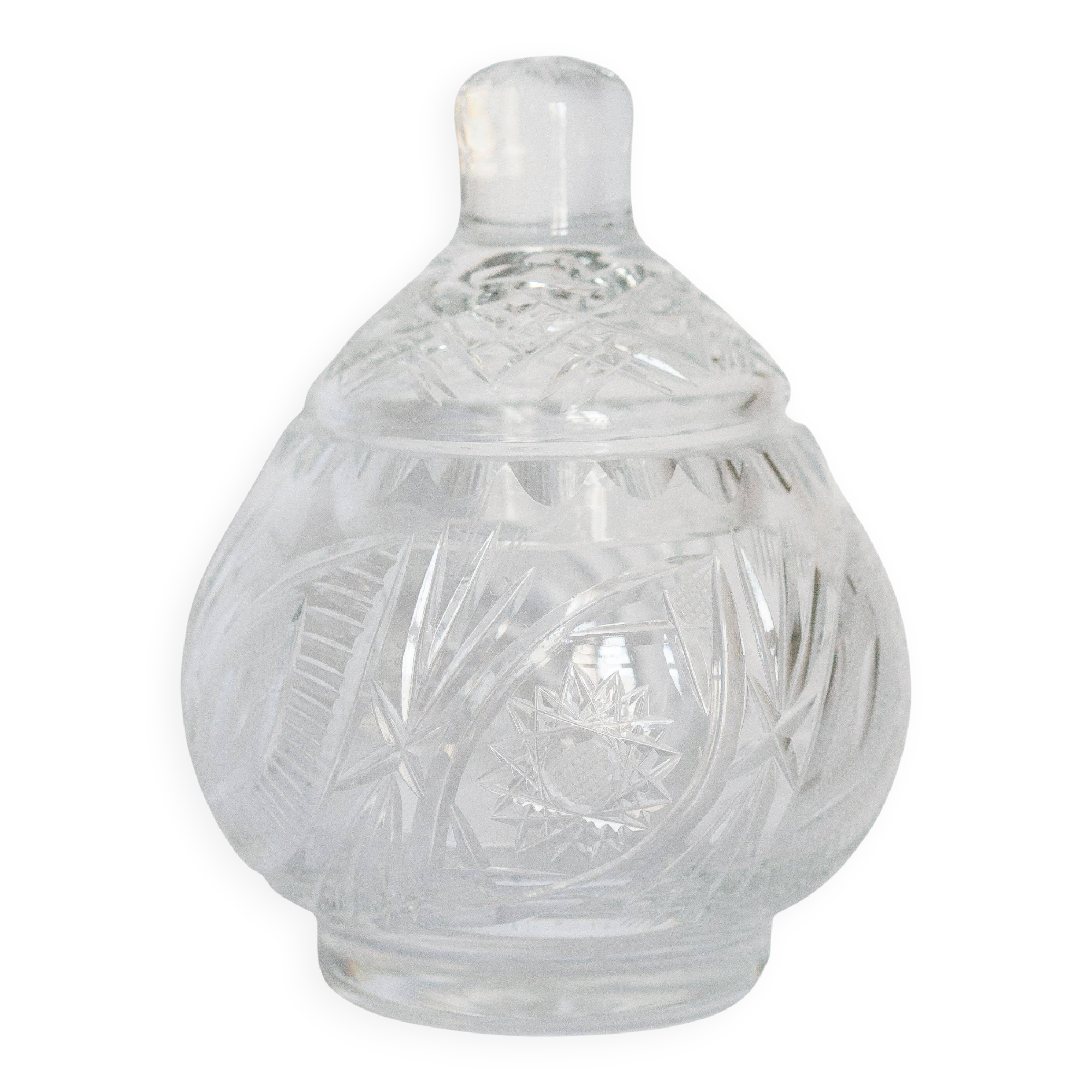 Vintage sugar bowl in crystal and clear glass, Italy, 1960s.