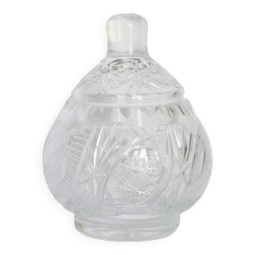 Sucrier vintage en cristal et verre transparent, Italie, années 1960