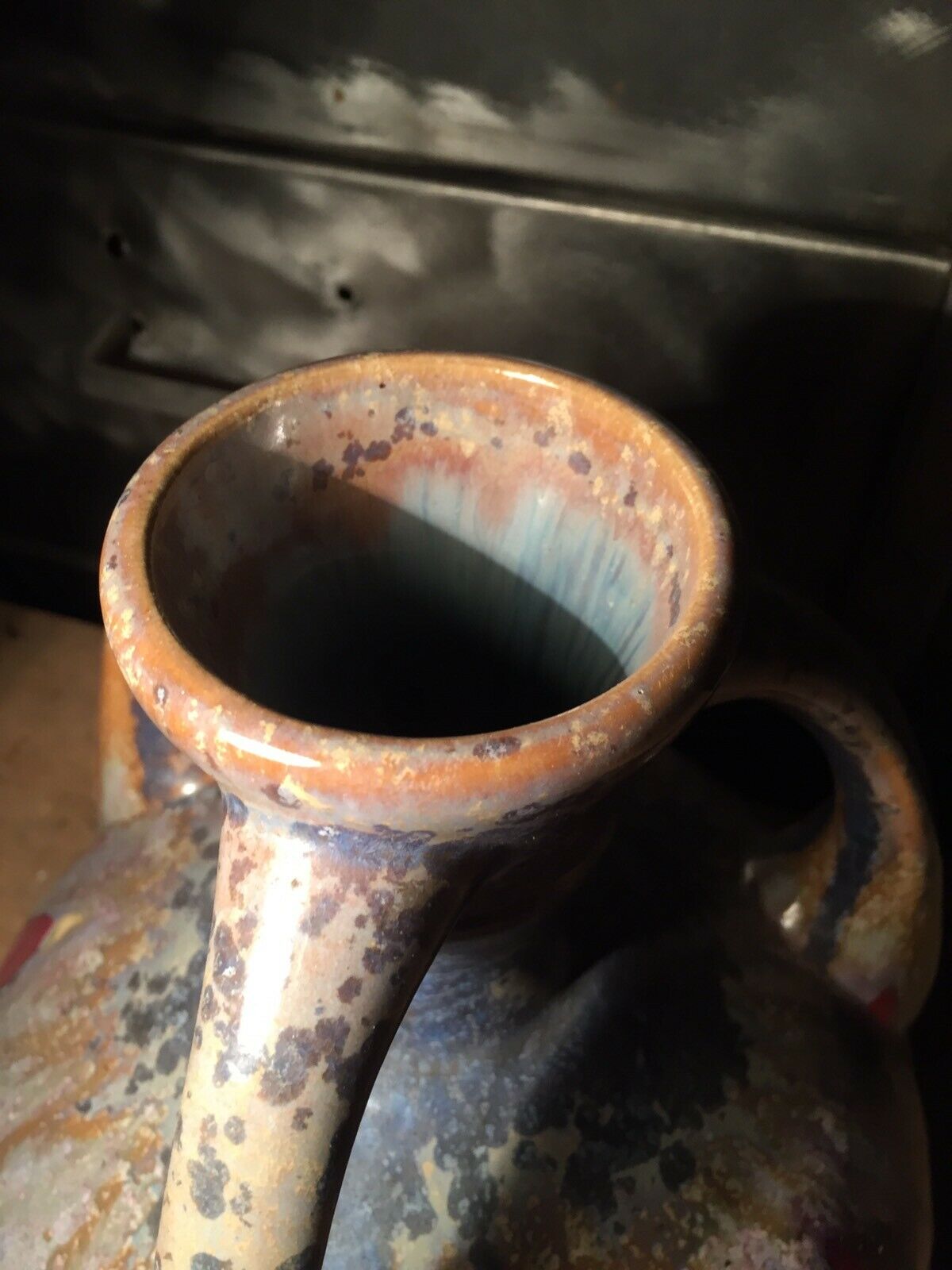 Vase in flamed sandstone with 3 handles Gustave de Bruyn earthenware Fives 1930