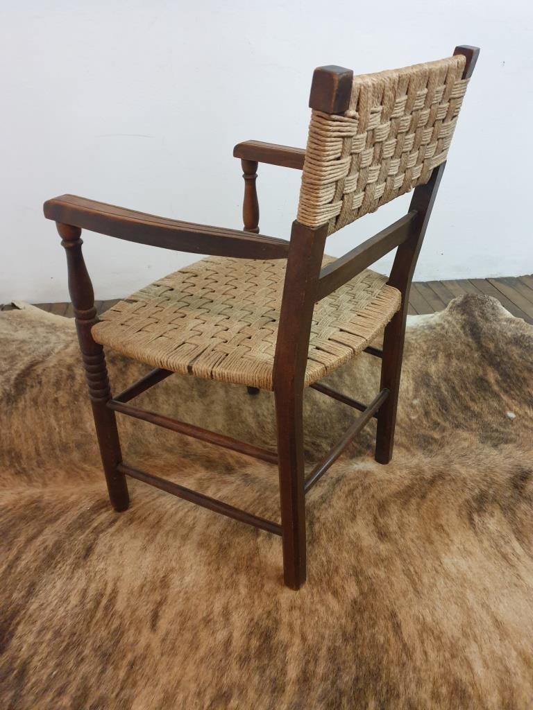 Wood armchair and braided rope