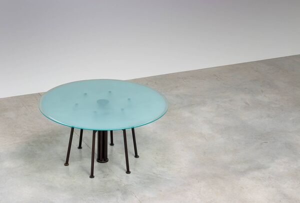 Table à manger ronde géométrique avant-gardiste allemande 1980