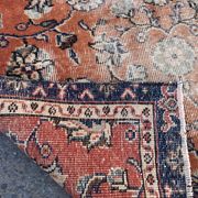 Orange and Blue Handmade Oushak Rug with Flowers