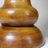 Imposing vintage Scandinavian style lamp designed in turned carved wood with a