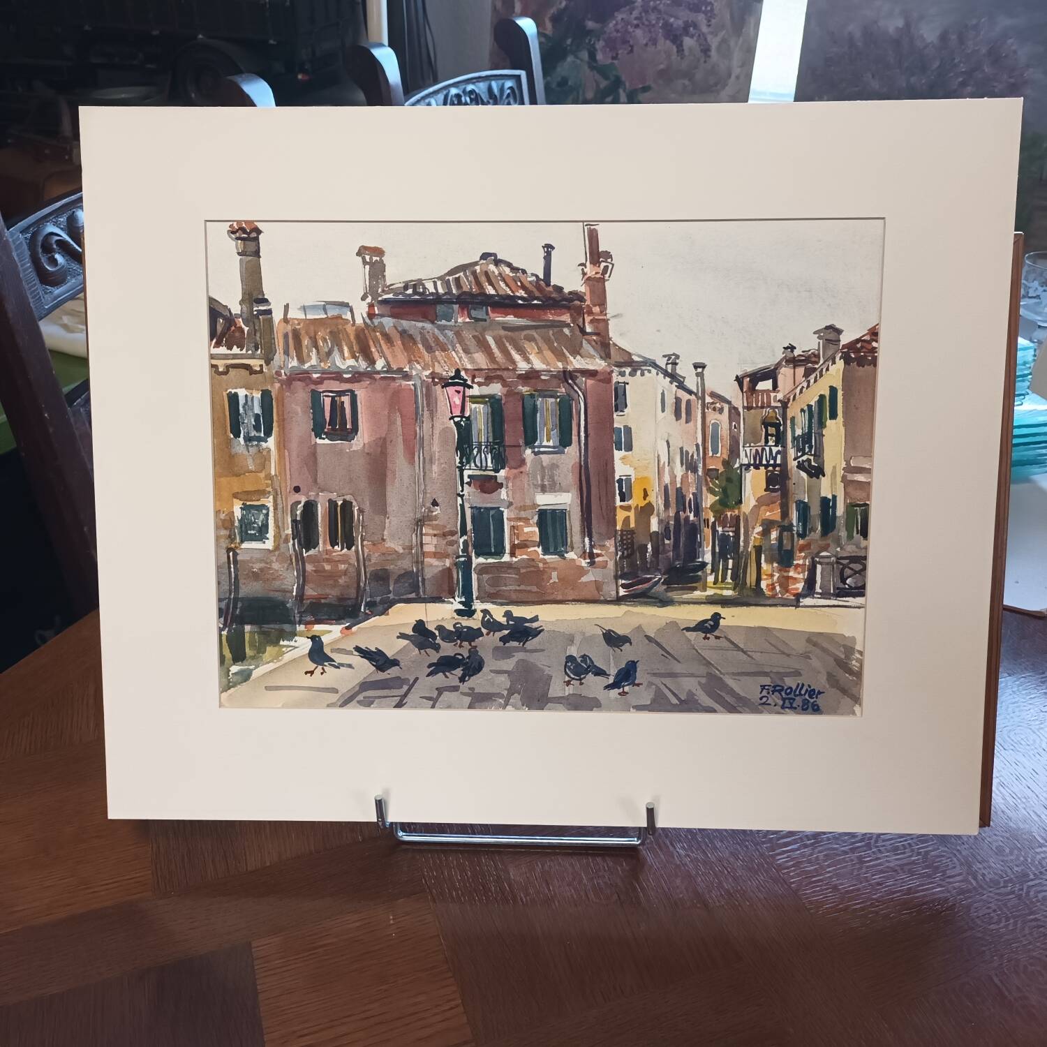 Watercolor place for pigeons