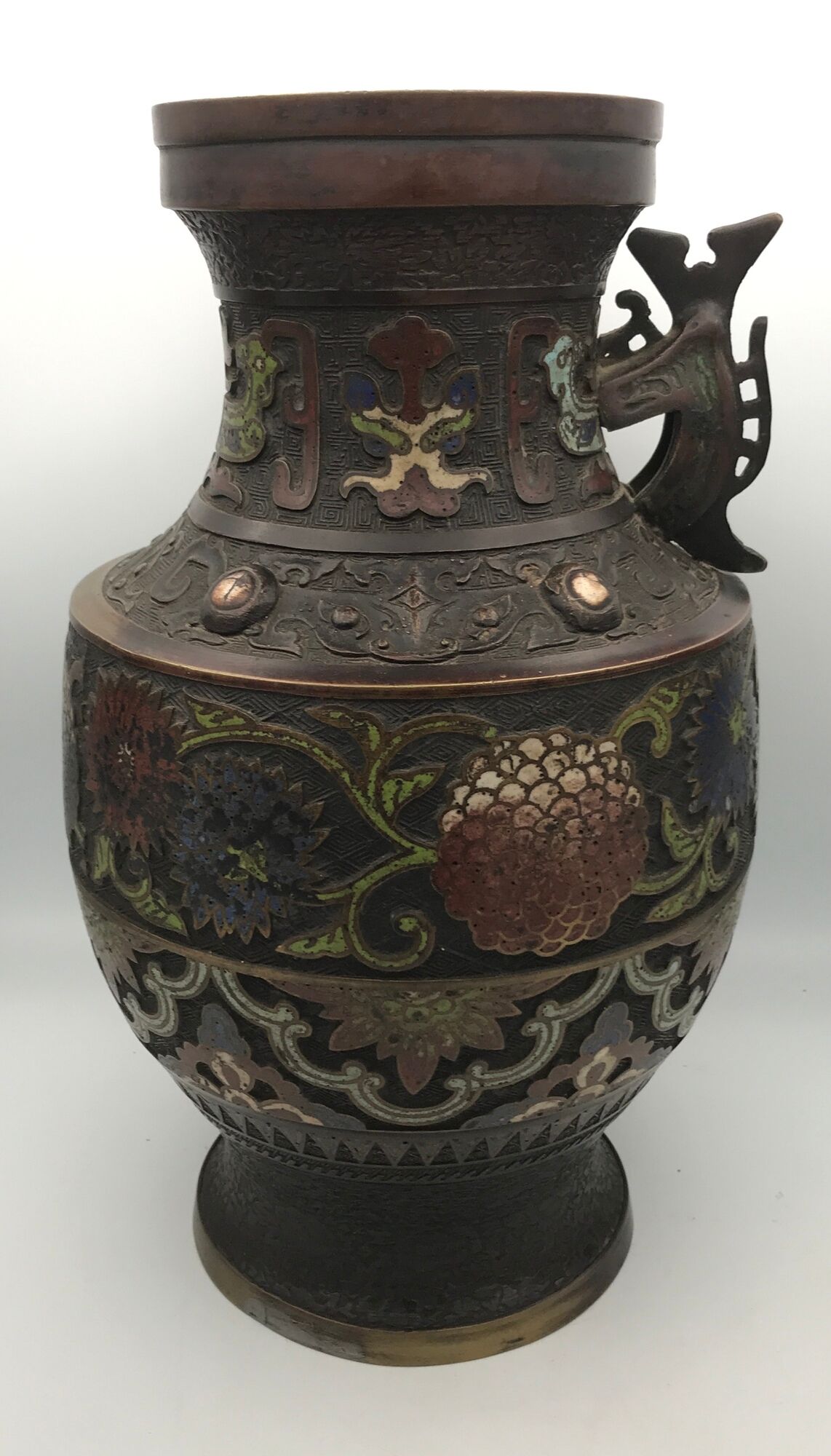 Asian cloisonné bronze vase with floral decoration, 19th century