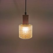Older Swedish hanging lamp in multi-layered crystal glass with rosewood top and brass ring.