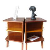 Paire de chevets vintage en bois pieds compas