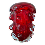 Red Murano glass vase from the 70s