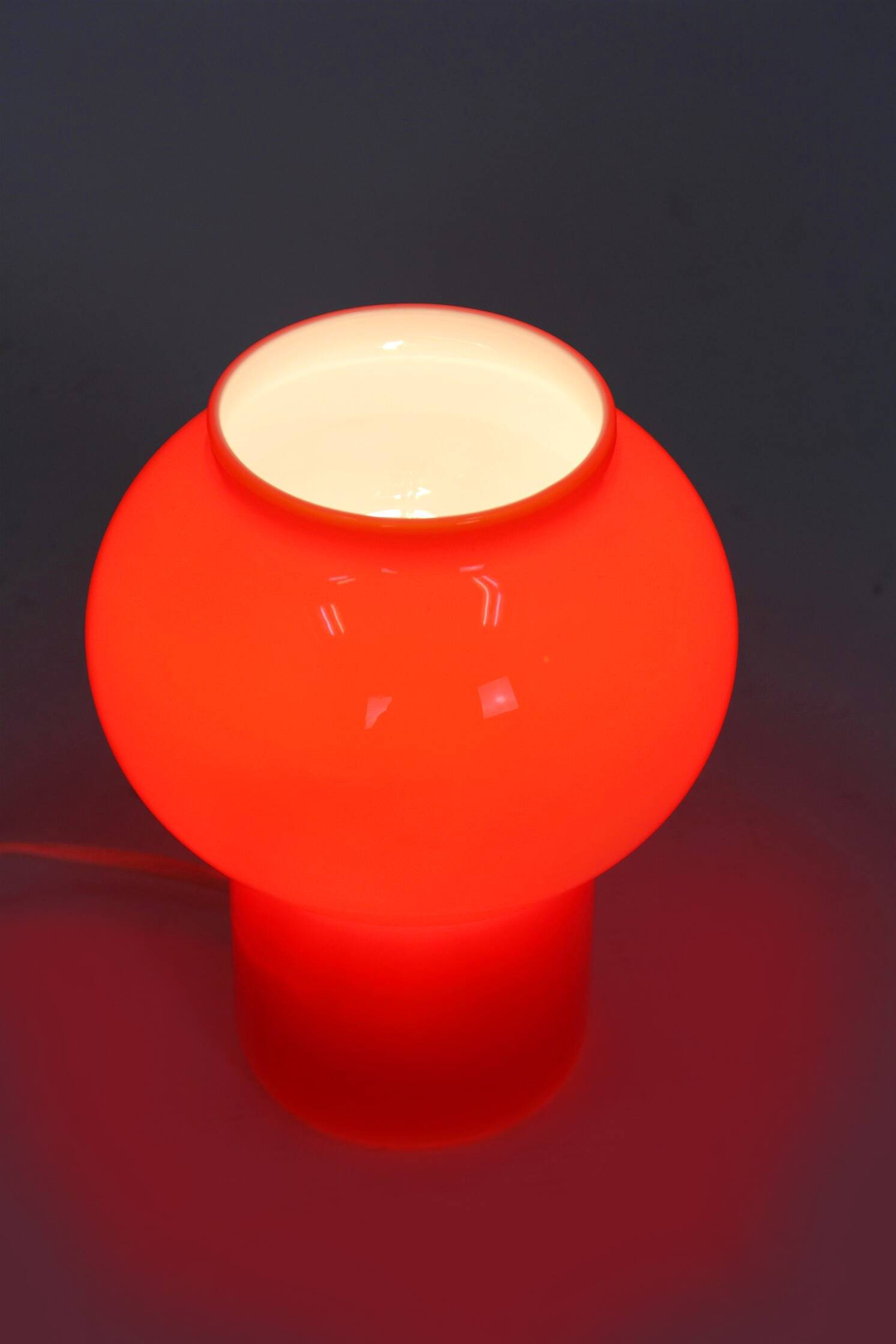 Vintage Red Glass Table Lamps attributed to Štěpán Tabery, 1970s
