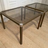 Side tables in striated gilded metal