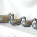 Set of vintage tin and brass duck boxes
