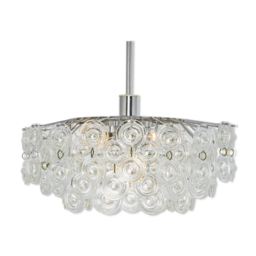 Small sparkling pendant light, chrome and crystal glass by Kinkeldey, Germany, 1970.