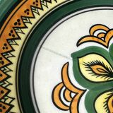 Henriot Quimper Breton earthenware plate – green-yellow-orange geometric pattern – Ø 24 cm