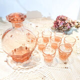 Art Deco-style pink liquor service