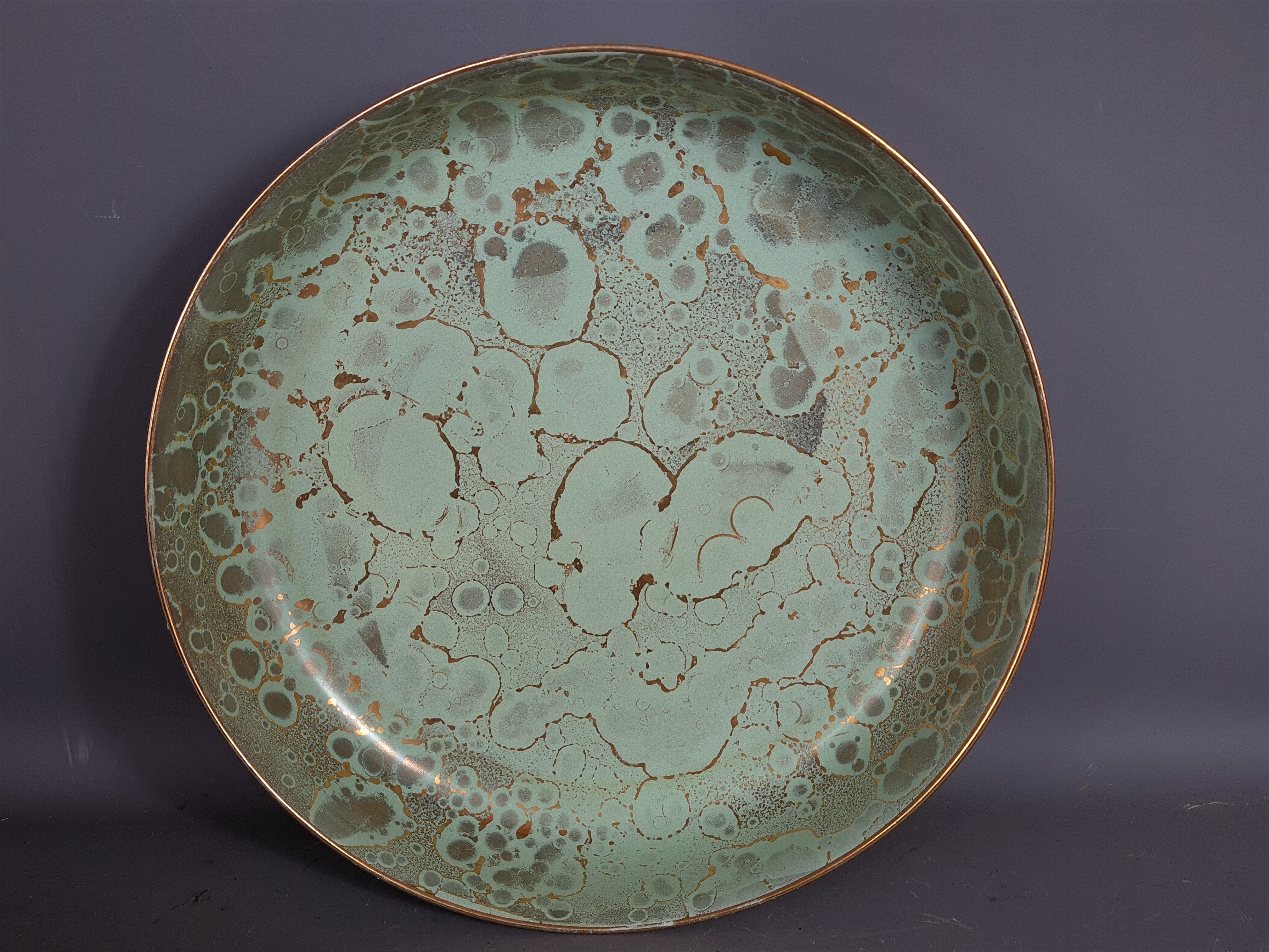 Celadon green porcelain cut Ateliers de Sèvres J. Mazeaud J. Faverot 26 cm sb