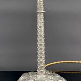 Palm lamp in silvered bronze and green stained glass foliage lampshade, Art Nouveau, 1900