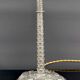 Lampe palmier en bronze argenté et abat-jour feuillage en vitrail vert, Art Nouveau, 1900