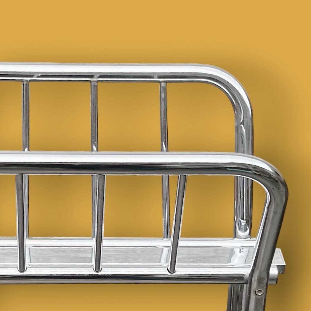 Vintage chrome-plated metal magazine rack – 1970s