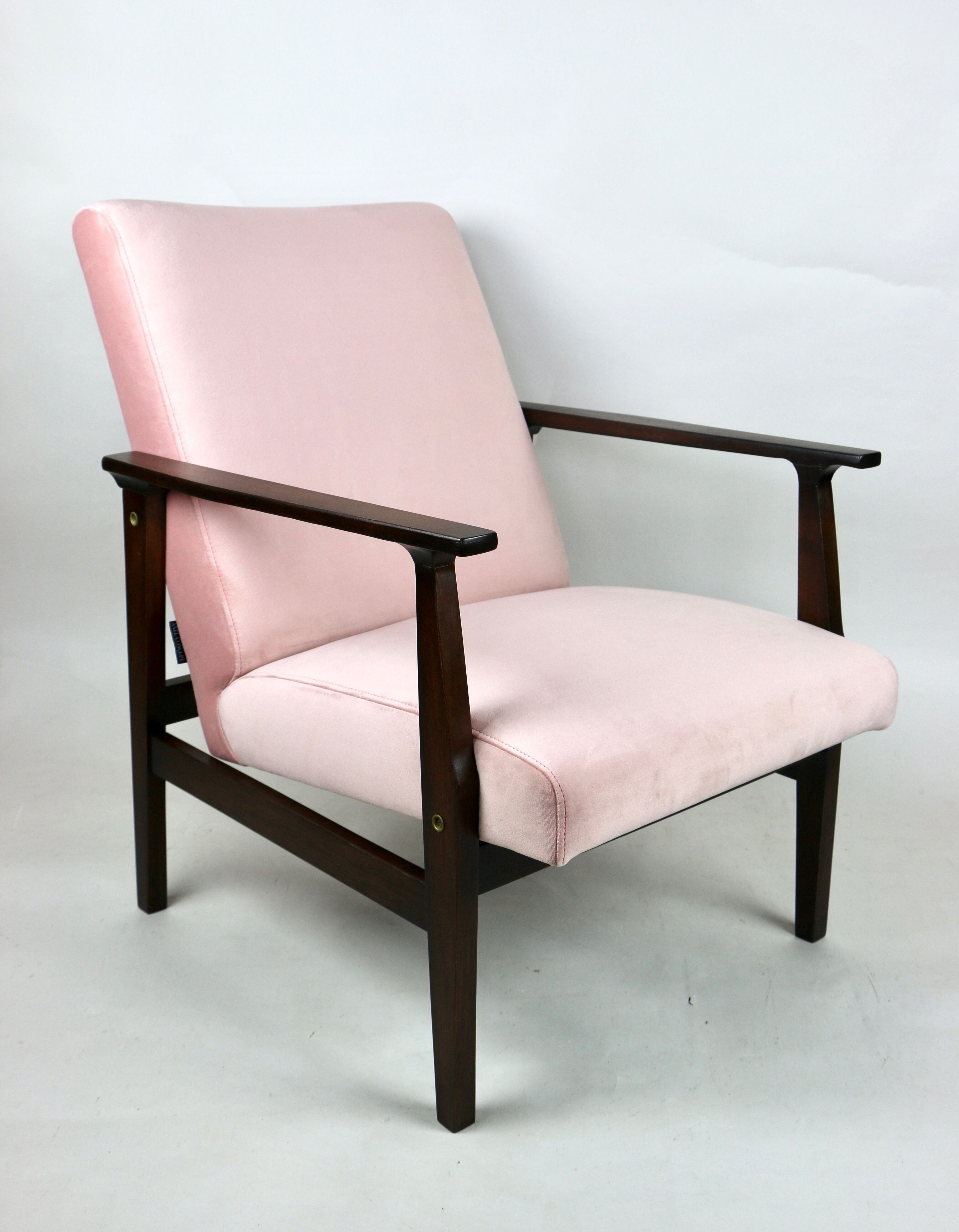 Fauteuil en velours rose années 1970