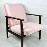 Fauteuil en velours rose années 1970