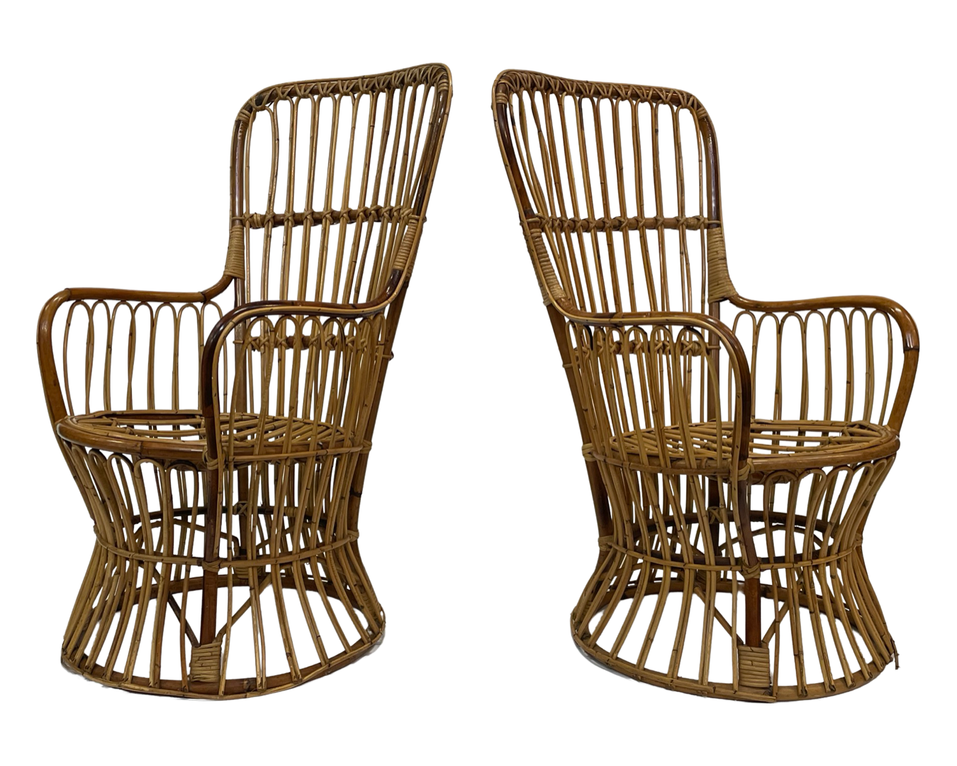 Set of two mid century rattan armchairs by bonacina 1950 design