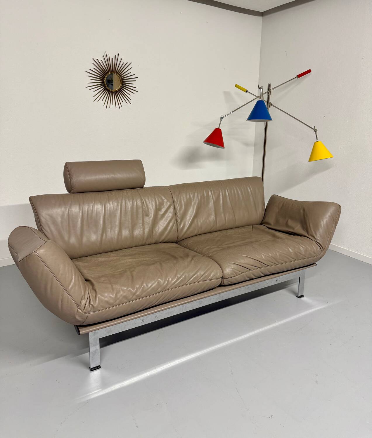 De Sede ds 140 grey 2/3 seater sofa, vintage leather, 80s design