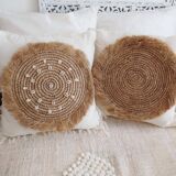 Breeze cushion cover cotton, raffia, shells 50x50 cm