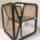 Fauteuil en rotin laqué noir et cannage naturel