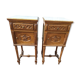 Lot de 2 table de chevet bois sculpté marbre blanc
