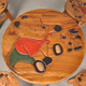 Table children and winnie The Pooh in oak stools, 1950 s