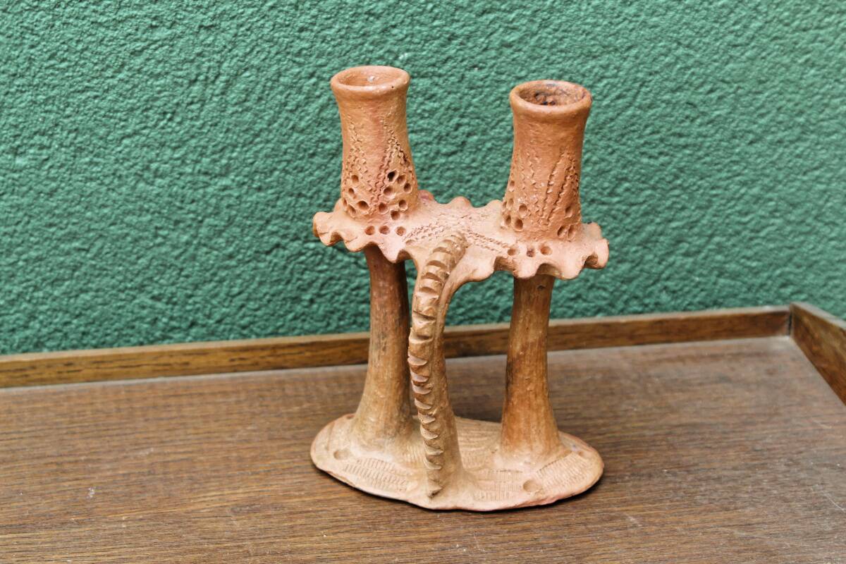 African terracotta candle holder