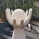 White ceramic hand lamp opaline ball 70s