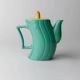 Théière en céramique turquoise par Massimo Iosa Ghini pour Naj Oleari – Couvercle jaune, flair postmoderne Memphis, années 1980.