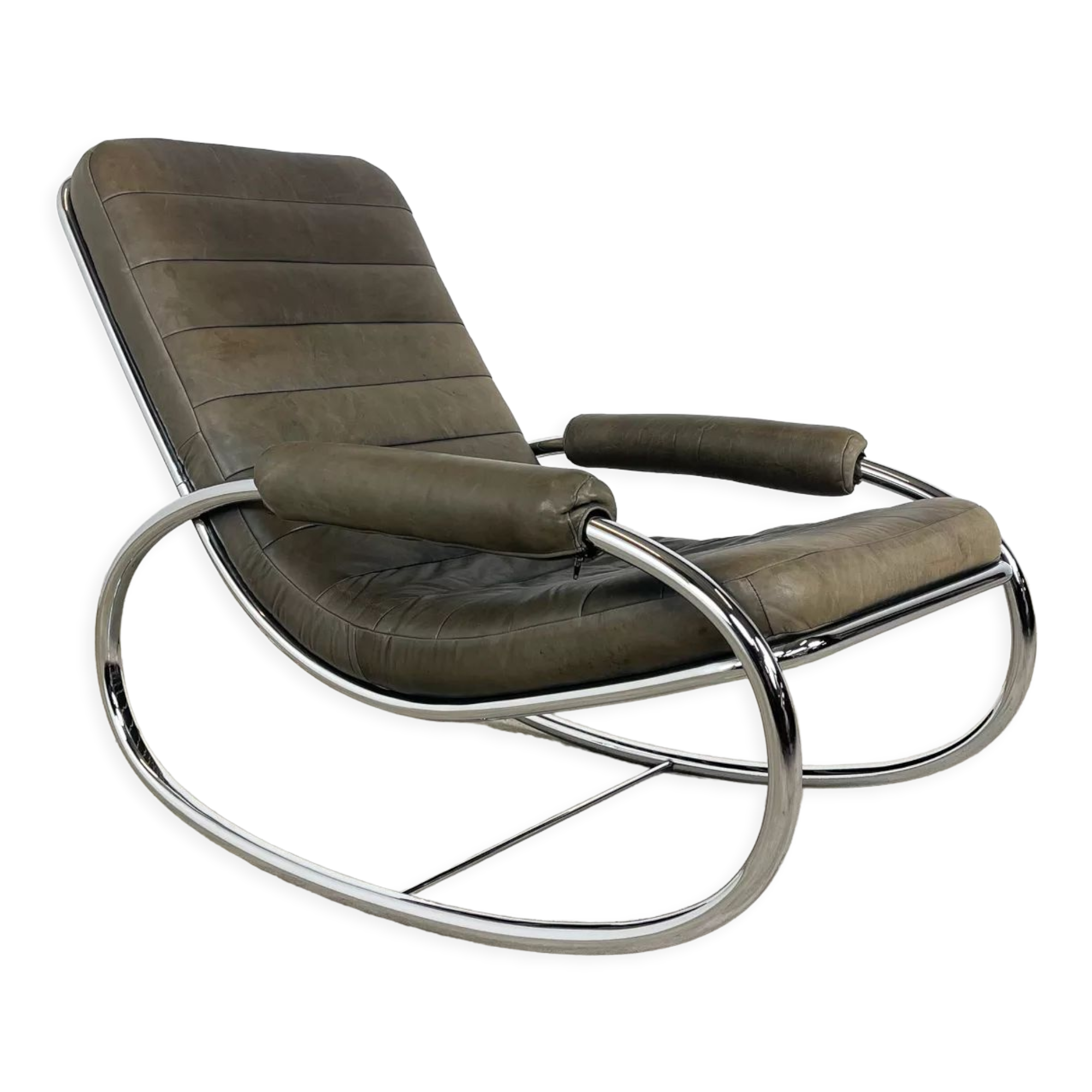 Fauteuil à bascule vintage en cuir italien