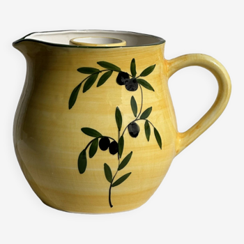 Carafe jaune à motif d'olives