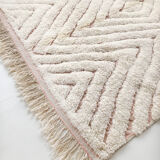 Moroccan Berber carpet blessed ouarain ecru with pink diamonds engraved 288x194cm