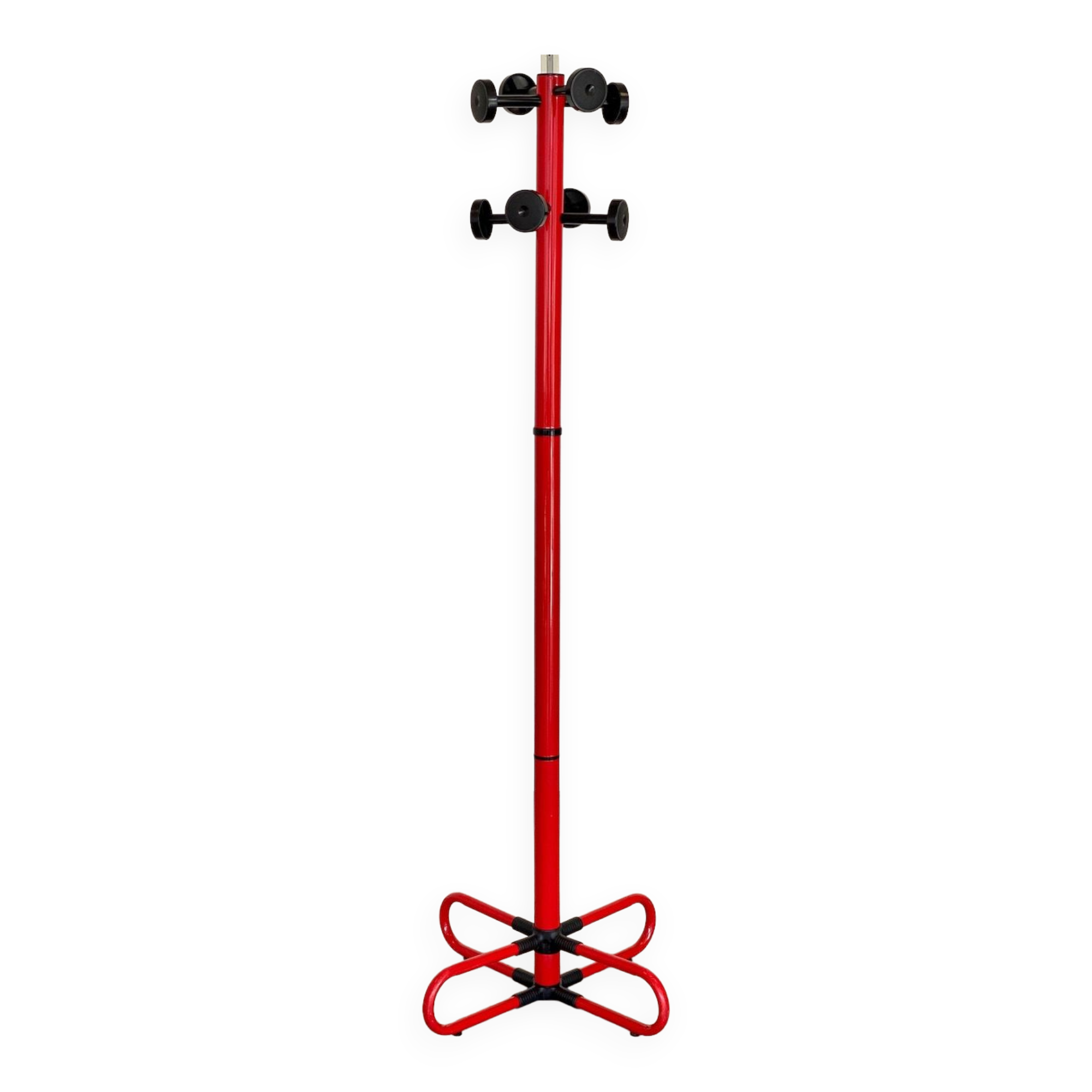 Vintage red metal coat rack