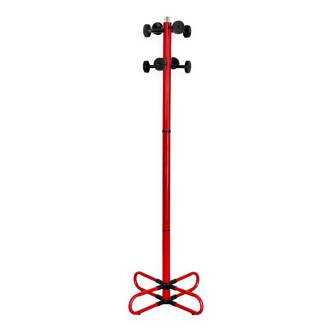 Vintage red metal coat rack