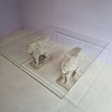 Lion stone pillar coffee table