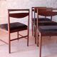 4 chaises Mcintosh teck et tissus velours vintage 1960