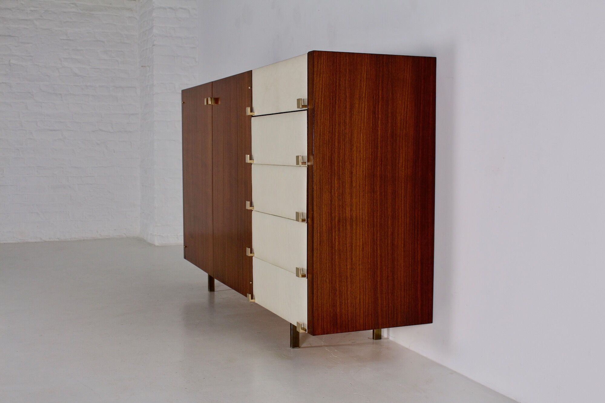 Rosewood and brass buffet by Roger Landault for Regy