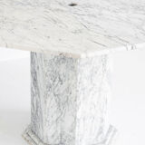 Table vintage octogonale en marbre blanc, France, années 70