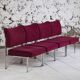 Lot de 4 chauffeuses de style moderniste bordeaux, 1970