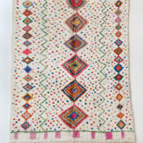 Moroccan Berber carpet azilal ecru with multicolored patterns 235x162cm